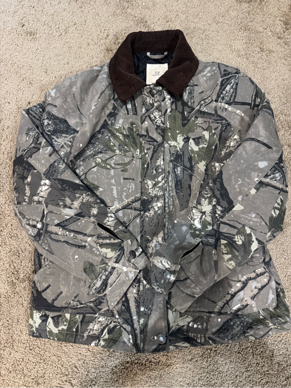 Zumiez Camouflage Utility Jacket with Corduroy Collar - Gray/Green
